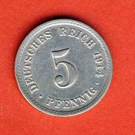 Kaiserreich 5 Pfennig 1914 A