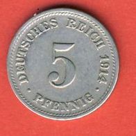 Kaiserreich 5 Pfennig 1914 D