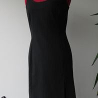 Elegantes Nadelstreifen Kleid Gr 36 schwarz Minikleid Business Dress Etui Träger