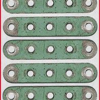 Märklin Metallbaukasten - fünf Stück Flachbänder 1/5 - (1a) - fünf Löcher lang