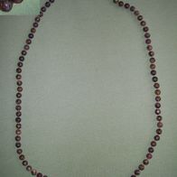 Jaspis Kette mit 85 Perlen Halskette geknotet Braun Halbedelstein L=86cm Perlenkette