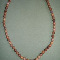 Jaspis Kette mit 56 Perlen Halskette geknotet Landschaftsjaspis L=54cm Perlenkette