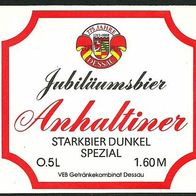 ALT ! DDR Bieretikett "JUBILÄUM 775 JAHRE DESSAU 1988" Getränkekombinat Dessau