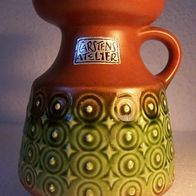 Keramik Henkel-Vase mit Reliefdekor, Carstens Atelier 60ger J.