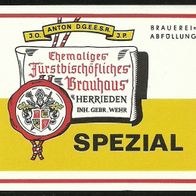 ALT ! Bieretikett "Spezial" Brauhaus Herrieden † 2000 (Inh. Gebr. Wehr) Lkr. Ansbach