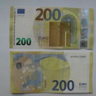 1 Geldschein 200 Euro Draghi 2019 kassenfrisch Buchstaben UD UB oder SD