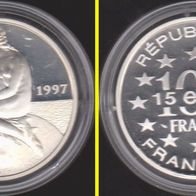 1997 Frankreich Die kleine Meerjungfrau Kopenhagen 15 Euro Probe Silber
