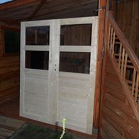 Doppelflügeltür für 28mm Gartenhaus naturbelassen neu ov
