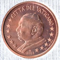 5 Cent Vatikan 2003 Euro-Kursmünze mit Papst Johannes Paul II