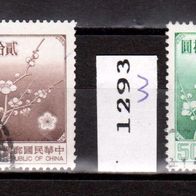 China - Taiwan (Asien) Mi. Nr. 1292 v + 1293 w Nationalblume o <