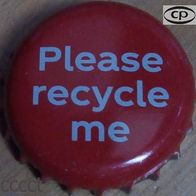 Please recycle me Coca-Cola Coke soda Kronkorken ROT aus England UK 2018 Kronenkorken