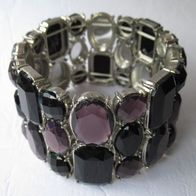 NEU Armband Straß Steine 3,5cm Kristall Glas silber lila schwarz Modeschmuck