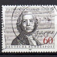 Bund BRD 1987, Mi. Nr. 1343, Christoph Willibald Gluck, gestempelt #11069