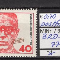 BRD / Bund 1973 Hl. Maximilian Kolbe MiNr. 771 postfrisch