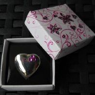 NEU: Herz Ring mit Medaillon silberfarben mit Steinen Modeschmuck Größe flexibel