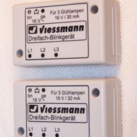 2 Viessmann Dreifach-Blinkgeräte für 3 Glühlampen 16V / 30 mA