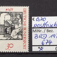 BRD / Bund 1971 500. Todestag von Thomas von Kempen MiNr. 674 postfrisch