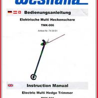 Westfalia - Bedienungsanleitung für elektrische Multi Heckenschere TMK-606 - Original