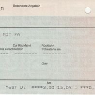 Alte Fahrkarte DB 178985170 Platzreservierung mit FA. am 20.11.1995