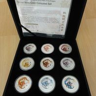 LUNAR Drachen Set 2012 9 Coin Set Drache Coloured + Zertifikat