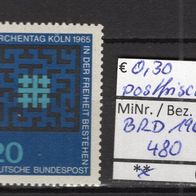 BRD / Bund 1965 Deutscher Evangelischer Kirchentag, Köln MiNr. 480 postfrich