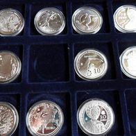 Spanien 2002 - 2004 10 Euro Gedenkmünzen Silber PP 10 Stück