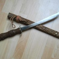Alter DOLCH MESSER Kurzschwert Asiatisch Scheide und Griff aus Holz