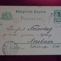 GS PK Königreich Bayern 5 Pfennig grün Wappen 1902