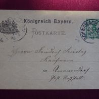 GS PK Königreich Bayern 5 Pfennig grün Wappen 1898