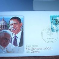 Papst Benedikt XVI und Obama Erstagsbrief vom 10 Juli 2009 mit 65Centmarke . ##382