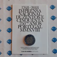 2 Euro Coin Card Portugal 2018 250 Jahre Nationale Druckerei Coincard