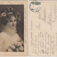 Künstler AK 1914 Vernon E. Beauté, Studienkopf junge Frau gelaufen an Emil Drescher