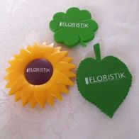 3 Magnete Floristik Sonnenblume, Kleeblatt, Blatt NEU