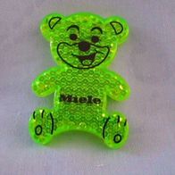Reflektor - Katzenauge Motiv Teddy Bär neon grün NEU