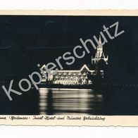 83) AK Konstanz Bodensee Inselhotel und Münster Beleuchtung 1950
