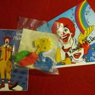 McDonalds Ronald Autogrammkarte Aufkleber und Dino-Puzzle-Kreide