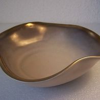 Grau-Beige Keramik-Schale mit Goldrand-Dekor, 60ger J. Design