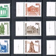 DDR 1990 MiNr. 3344-3352 postfrisch komplett - Randstücke mit Andreaskreuz