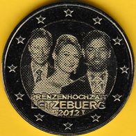 Luxemburg 2 Euro Sondermünze 2012, Prinzenhochzeit, bankfrisch aus Rolle 148