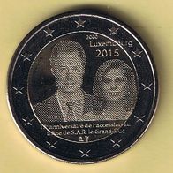 Luxemburg 2 Euro Sondermünze 2015, Thronbesteigung Henry, bankfrisch aus Rolle 163