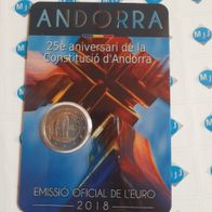 2 Euro Coincard Andorra 25-jähriges Jubiläum Verfassung Andorra 2018 Coin Card