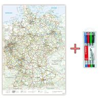 K704ab XXL Deutschlandkarte Topografisch 100 x 70cm Stifteset nass abwischbar inkl Landkarte Poster mit einseitiger Folienkaschierung Lieferung gerollt! 