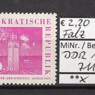 DDR 1959 Deutsches Turn- und Sportfest, Leipzig MiNr. 711 ungebraucht mit Falz