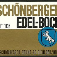 ALT ! Bieretikett Brauerei Schönberger † 1999 Groß-Bieberau Lkr. Darmstadt-Dieburg