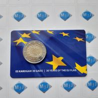 2 Euro Coin Card Lettland 2015 Europäische Flagge