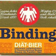 ALT ! Bieretikett "DIÄT-BIER" Binding-Brauerei AG Frankfurt / Main Hessen