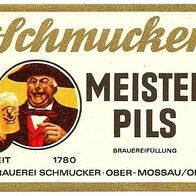 ALT ! Bieretikett "Meister-Pils" Brauerei Schmucker Ober-Mossau Odenwaldkreis Hessen