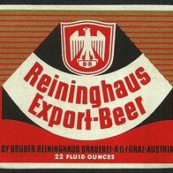 ALT ! Bieretikett "Export-Beer" Brüder Reininghaus Brauerei AG Graz Österreich