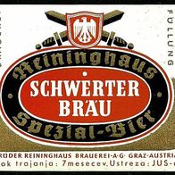 ALT ! Bieretikett für Jugoslawien-Export, Brüder Reininghaus Brauerei Graz Österreich