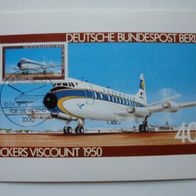 Berlin 617 MK Maximumkarte Jugend Luftfahrt Vickers Viscount 1980